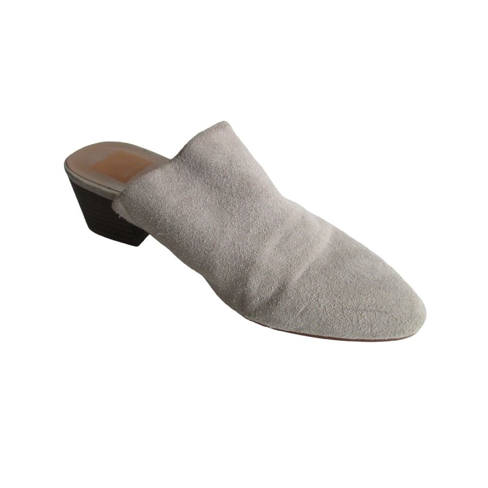 *Dolce Vita Beige Tan Suede Mule Slides Stacked Heels - Size 6.5